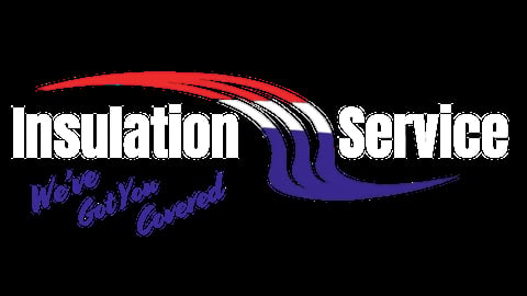 Insulation Service logo with red and blue curved design and We've Got You Covered tagline